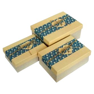 Коробки картонные 303-28-35 наб. из 3 прям. Париж в листве с шнуром (17х11.5-6-21.5х15х9)