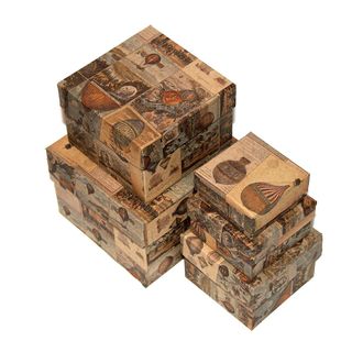 Коробки картонные 506-52 наб. из 5 квад. малых Воздушные шары большие крафт (6,5x6,5x3,5-12,5x12,5x9