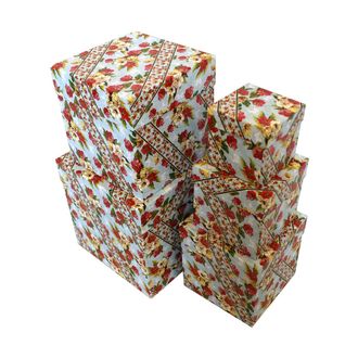Коробки картонные 507-29 наб. из 5 кубов бол. Цветы на голубом (10х10х10-23х23х23)