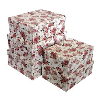 Коробки картонные 550-02-01 наб. из 5 прям. больших Цветы (32х23,5х12,5-43х32,5х15,5)