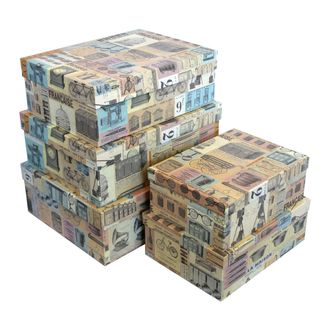 Коробки картонные 550-02-02 наб. из 5 прям. больших Ретро-штучки (32х23,5х12,5-43х32,5х15,5)