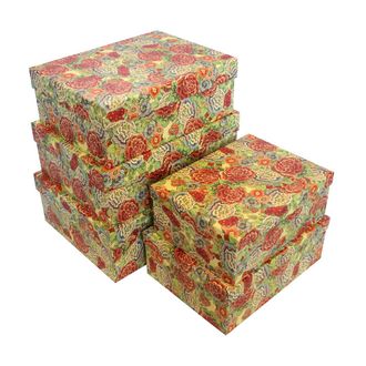 Коробки картонные 550-02-05 наб. из 5 прям. больших Цветы (32х23,5х12,5-43х32,5х15,5)