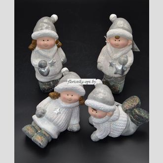 Статуэтки новогодние "Дети зимой" малые