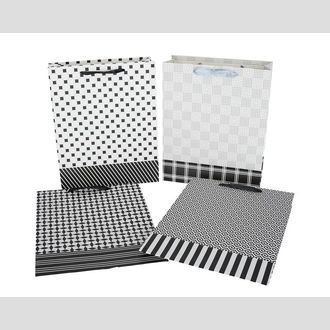 Пакет подарочный бумажный черно-белый микс