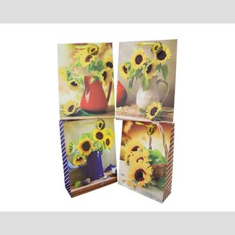 Пакет подарочный бумажный Подсолнухи в кувшине микс