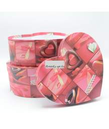 Коробки картонные набор из 2 сердец с фотопечатью красные сердечки